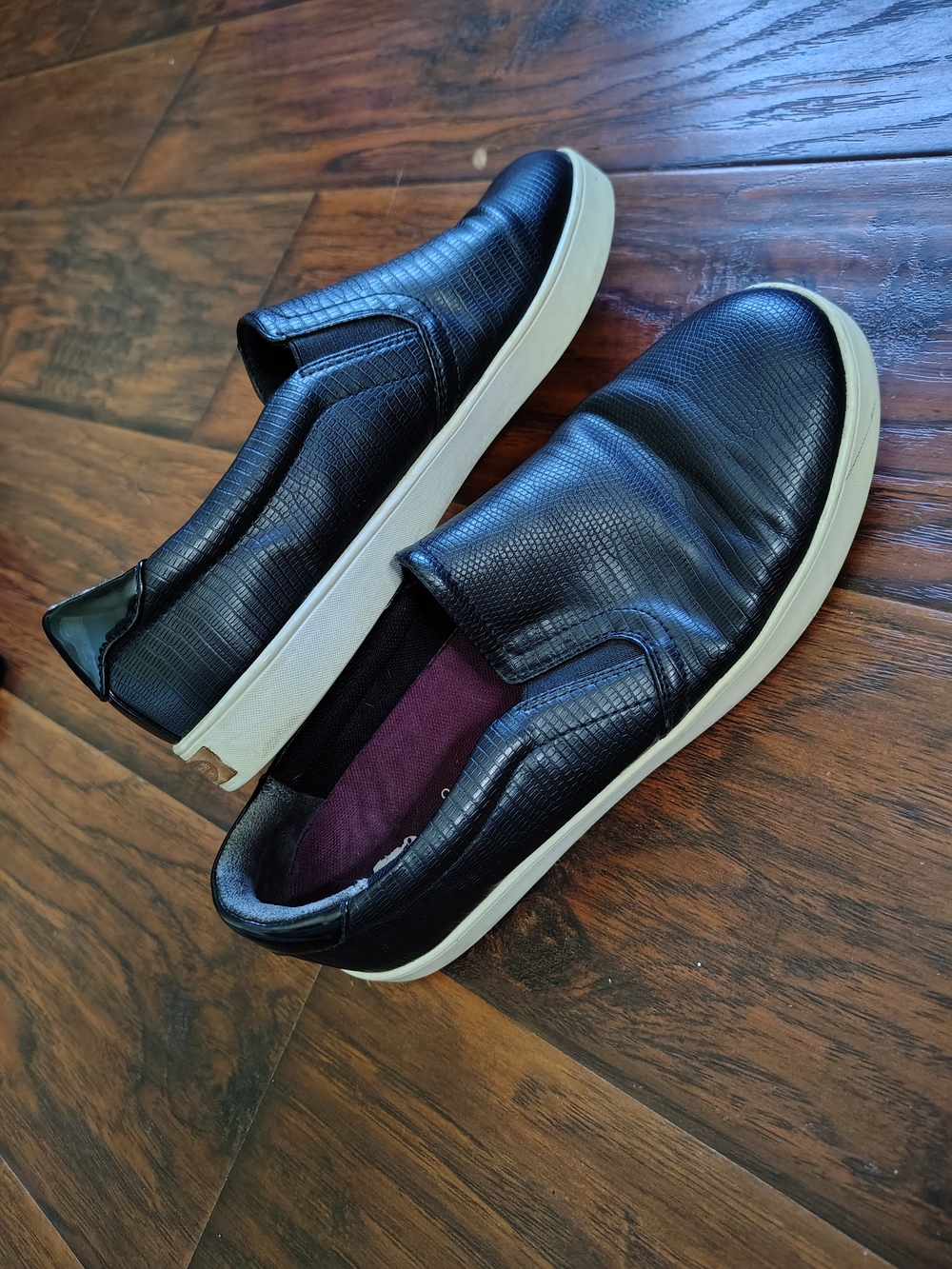 Dr. Scholl's Black Slip-On Flats with White Soles